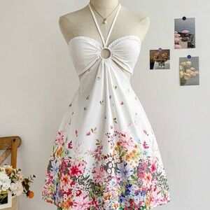 Floral Halter Neck Dress